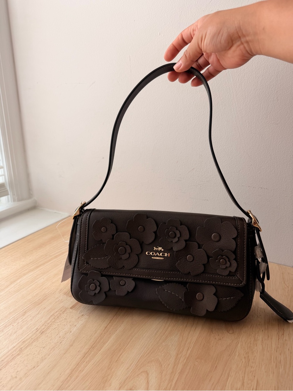 ETTA BAG COACH Mapple color/ Floral Appliqué Shoulder Bag